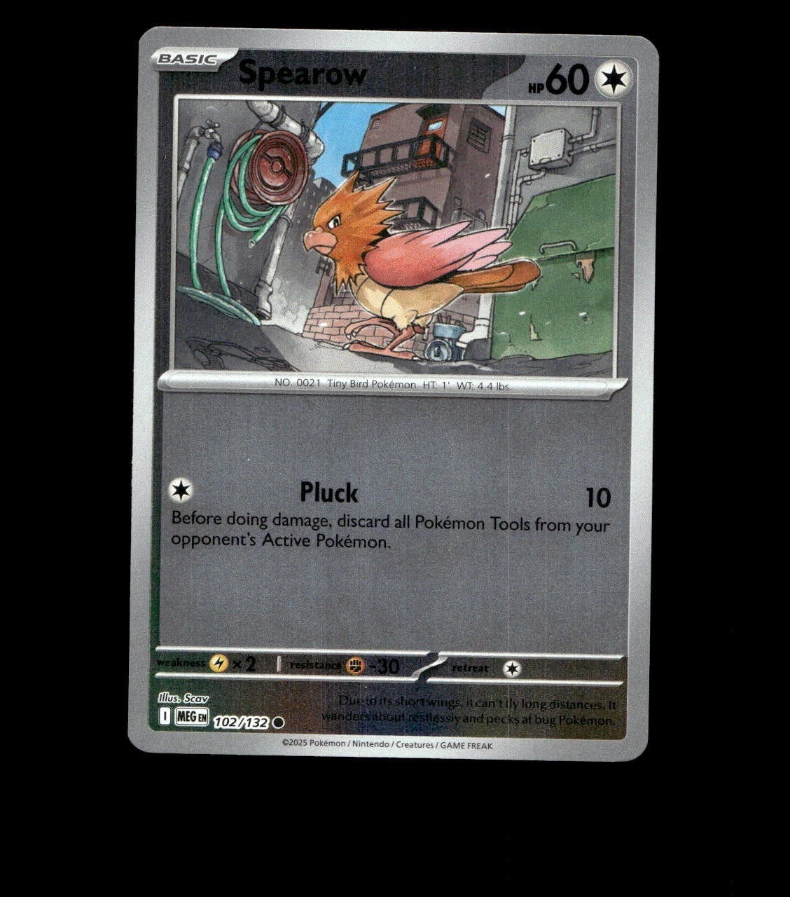 Spearow – 102/132 – Mega Evolution – Reverse Holo – Near Mint - Pokemon Card TCG