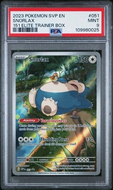 2023 POKEMON SVP EN-SV BLACK STAR PROMO 151 ELITE TRAINER BOX #051 SNORLAX PSA 9