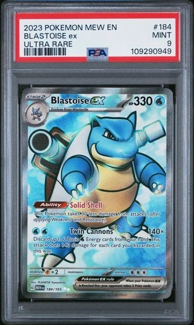 2023 POKEMON MEW EN-151 ULTRA RARE #184 BLASTOISE EX PSA 9