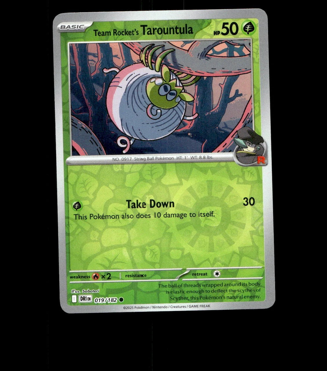 Team Rocket’s Tarountula – 019/182 – Destined Rivals – Reverse Holo Near Mint