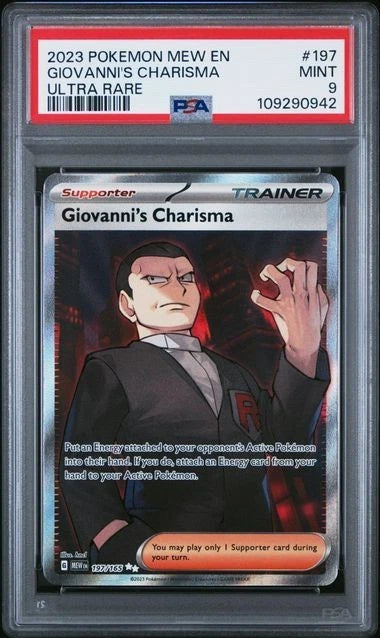2023 POKEMON MEW EN-151 ULTRA RARE #197 GIOVANNI'S CHARISMA PSA 9