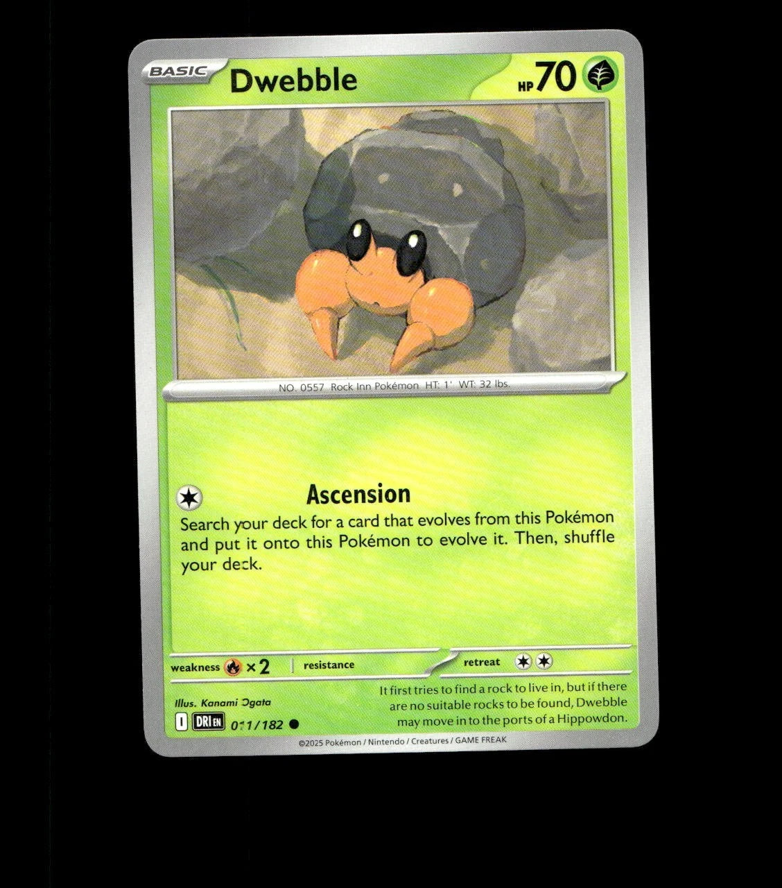 Dwebble – 011/182 – Destined Rivals – Non Holo Near Mint Pokemon Card TCG