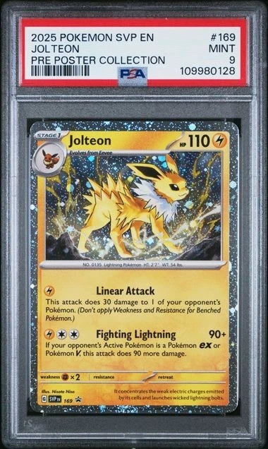 2025 POKEMON SVP EN-SV BLACK STAR PROMO #169 JOLTEON PRE POSTER COLLECTION PSA 9