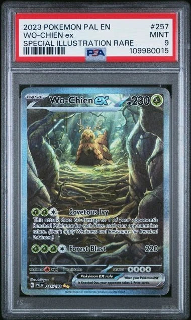 2023 POKEMON PAL EN-PALDEA EV #257 WO-CHIEN EX SPECIAL ILLUSTRATION RARE PSA 9