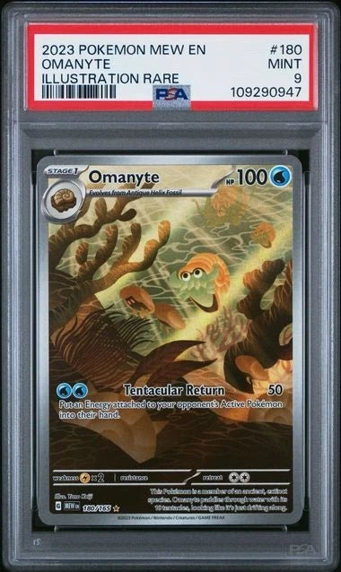 2023 POKEMON MEW EN-151 ILLUSTRATION RARE #180 OMANYTE PSA 9