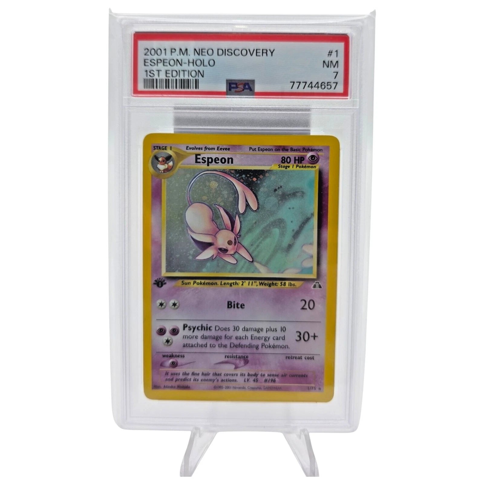 Pokemon TCG Espeon Neo Discovery Holo 1st Edition PSA 7 Near Mint