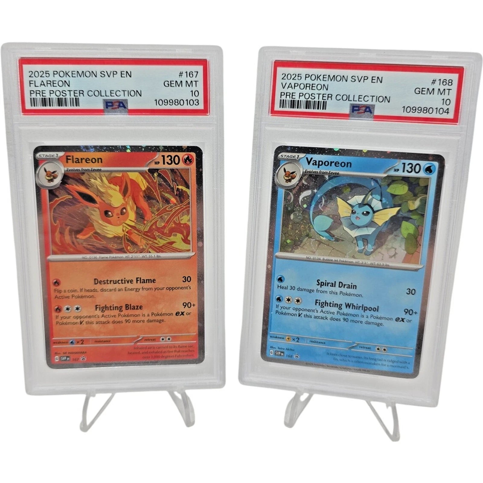 POKEMON BLACK STAR PROMO FLAREON VAPOREON POSTER COLLECTION Sequential PSA 10