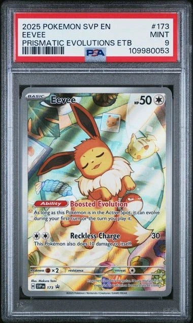Pokemon Eevee 173 SVP en SV Black Star Promo 2025 Prismatic Evolutions ETB PSA 9