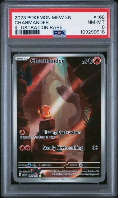 2023 POKEMON MEW EN-151 ILLUSTRATION RARE #168 CHARMANDER PSA 8