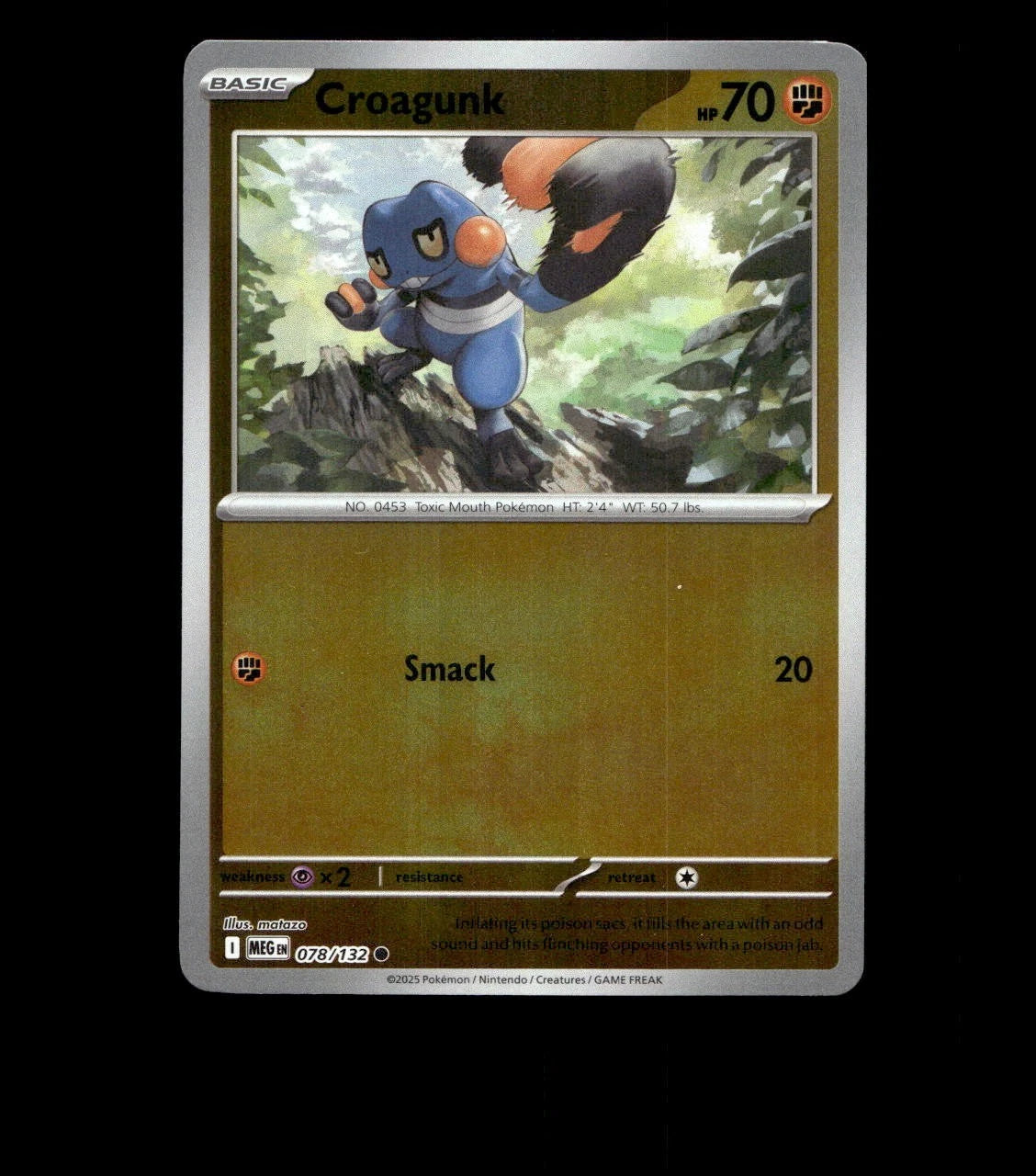 Croagunk – 078/132 – Mega Evolution – Reverse Holo – Near Mint Pokemon Card TCG