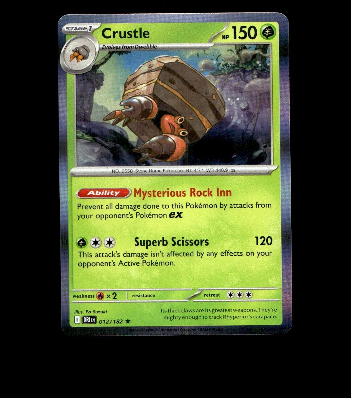 Crustle – 012/182 – Destined Rivals – Holo Near Mint Pokemon Card TCG